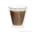 Tasse en verre à double paroi faite à la main pour le café
